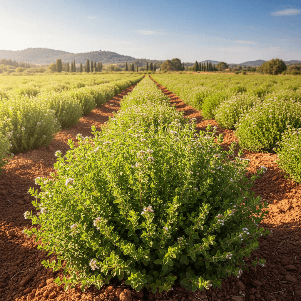 Oregano plants in the field